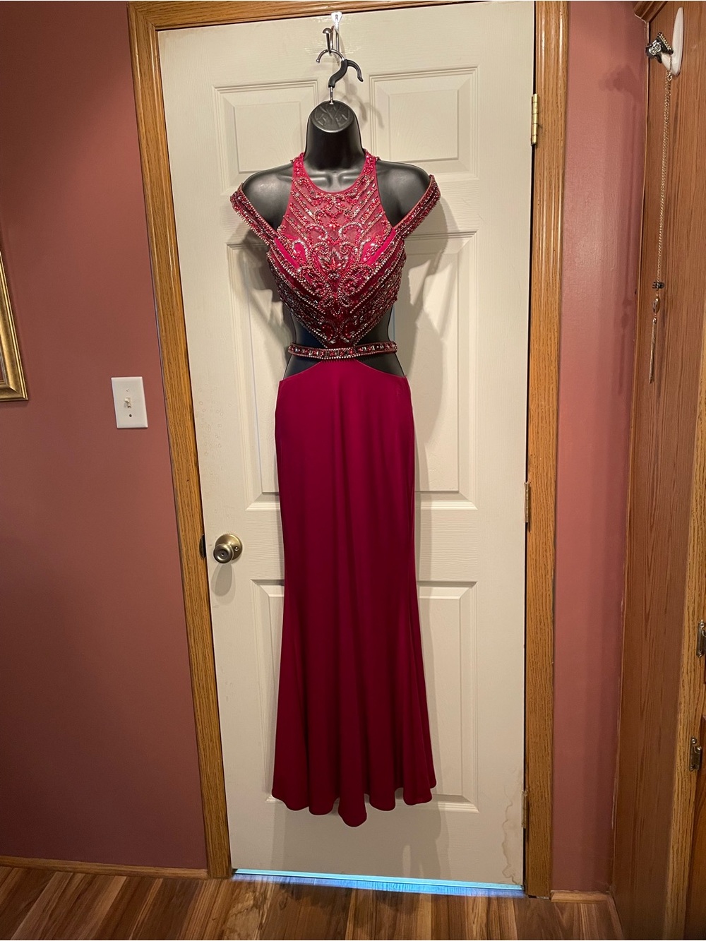 Splash Beaded magenta Prom Gown